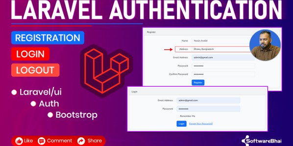 Laravel Authentication with Laravel UI & Bootstrap | Add Custom Address Field in Registration Laravel Authentication with Laravel UI & Bootstrap | Add Custom Address Field in Registration