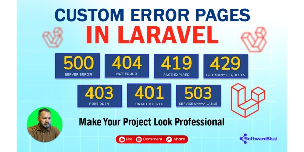 How to Create & Customize Laravel Error Pages | 401, 403, 404, 419, 429, 500, 503 Blade UI Design