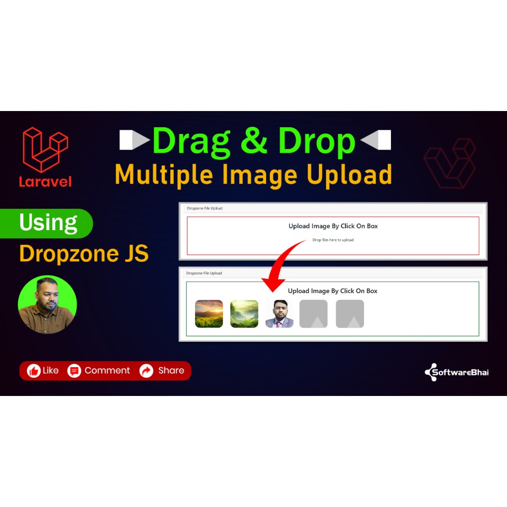 Laravel Dropzone.js , Drag & Drop Multiple Image Upload & Save to Folder