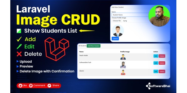 Laravel Image CRUD Tutorial | Upload, Preview & Delete Image with Confirmation | SoftwareBhai Tech