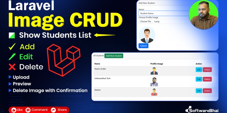 Laravel Image CRUD – GitHub Source Code | Upload, Preview & Delete Image | SoftwareBhai Tech