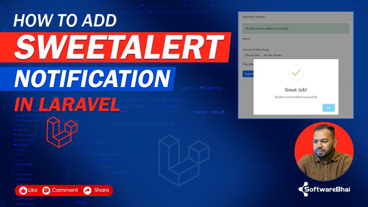 How to Add SweetAlert Notification in Laravel Existing Project Easily (Step-by-Step 2025)