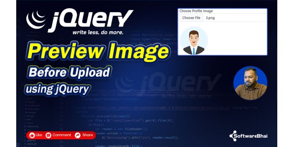 jQuery Image Preview Before Upload | Show Selected Image Instantly in Form | SoftwareBhai Tech
