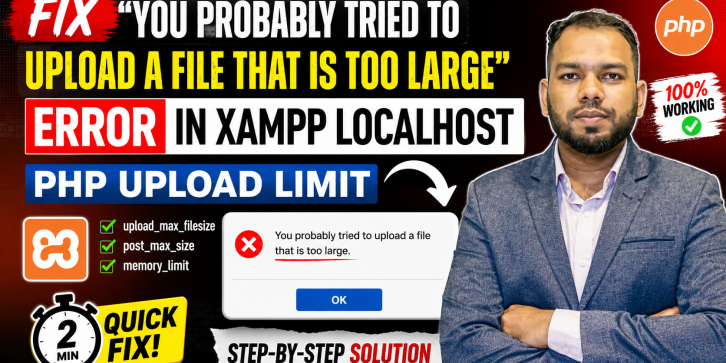 Fixed - You Probably Tried to Upload a File That Is Too Large, Error in XAMPP Localhost | PHP Upload Limit Solution