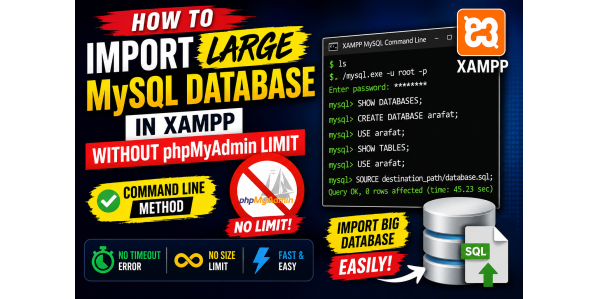 How to Import Large MySQL Database in XAMPP Without phpMyAdmin Limit (Command Line Method)